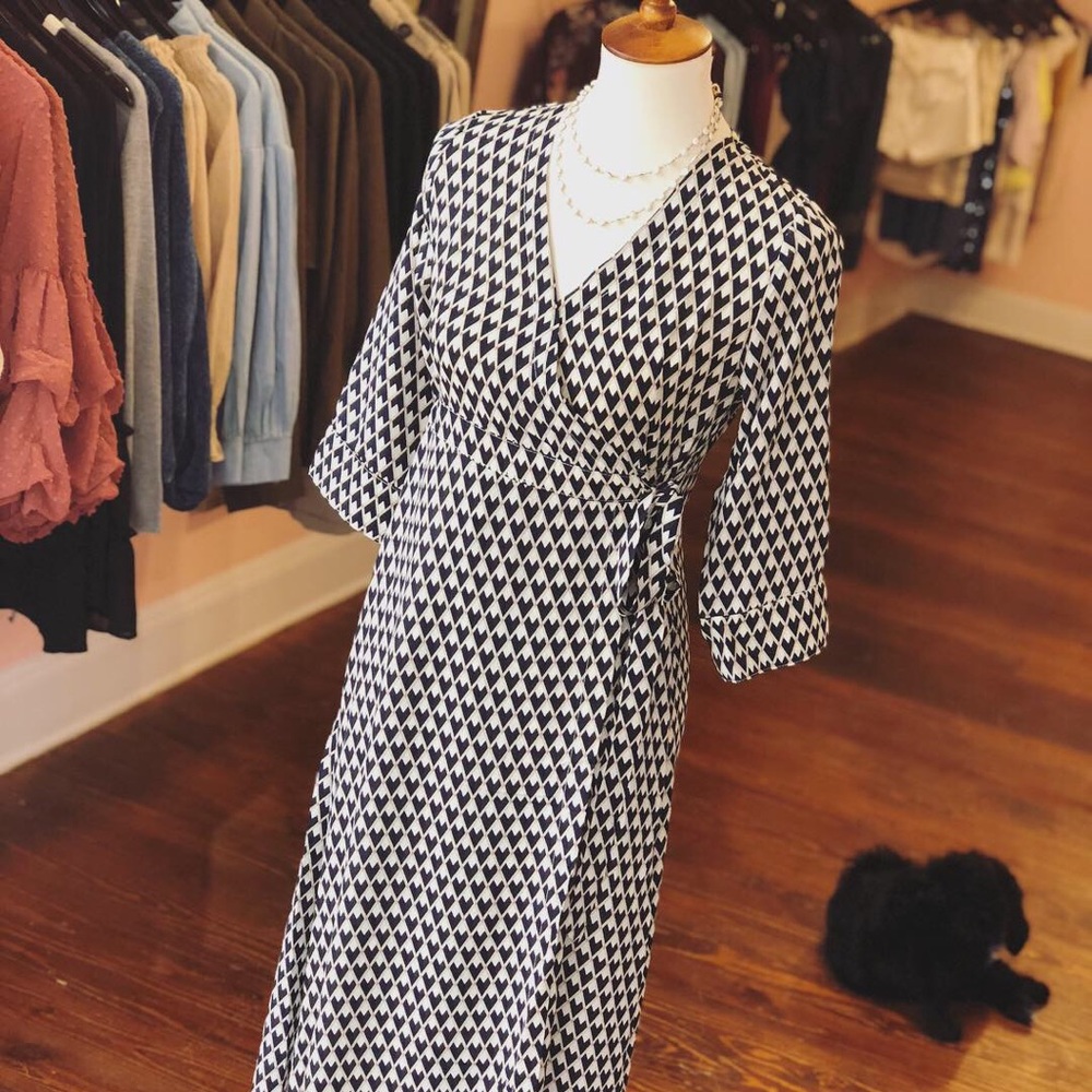 Geometric Maxi Wrap Dress